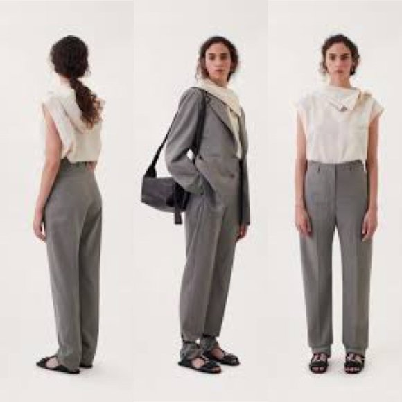 Lemaire Light Grey Thin Wool Buckleback Tapered Pants Trousers FR 48 US 32 NWOT - Picture 11 of 11